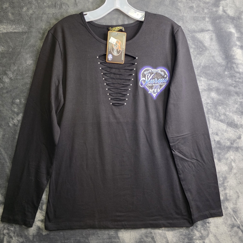 Sturgis Black Hills Rally 75th Anniversary 2015 Motorcycle Women's Shirt NWT